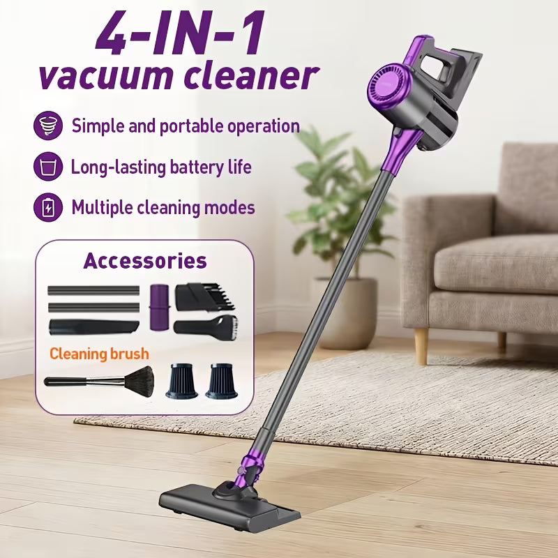 Upgraded 4-in-1 High-power Handheld Vacuum. 10000PA Suction, 50000RPM Motor, Touch Screen & Hurricane Mode, Large Dust Cup +5 Cleaning Attachments. Lightweight, Low Noise, USB Fast Charge, Fits Home, Carpet, Pet Hair, Car & Sofa, Ideal Holiday Gifts.