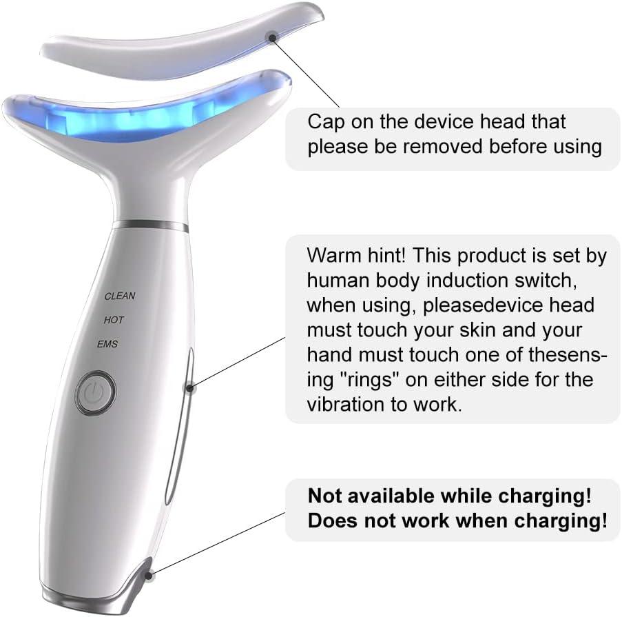 Facial Massager Tool for Face Neck, Face Sculpting Tool, Vibration Facial Massage Device, 3 Massage LED Heat Modes for Firming Anti Wrinkles Lift and Skin Care White