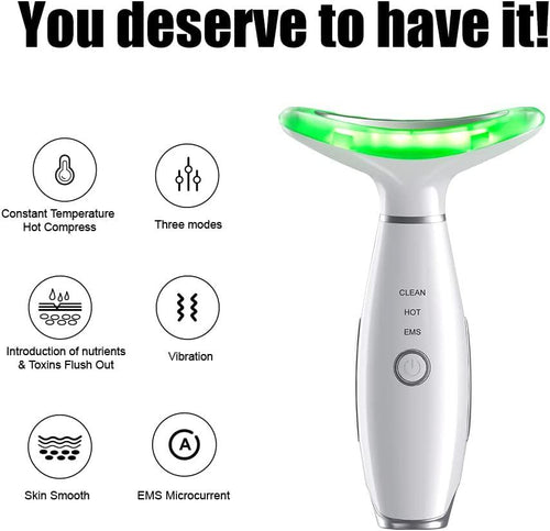 Facial Massager Tool for Face Neck, Face Sculpting Tool, Vibration Facial Massage Device, 3 Massage LED Heat Modes for Firming Anti Wrinkles Lift and Skin Care White