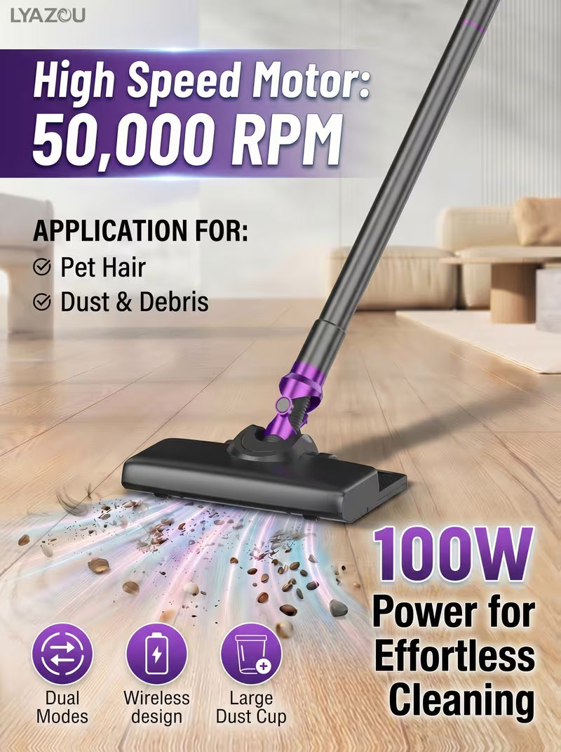 Upgraded 4-in-1 High-power Handheld Vacuum. 10000PA Suction, 50000RPM Motor, Touch Screen & Hurricane Mode, Large Dust Cup +5 Cleaning Attachments. Lightweight, Low Noise, USB Fast Charge, Fits Home, Carpet, Pet Hair, Car & Sofa, Ideal Holiday Gifts.