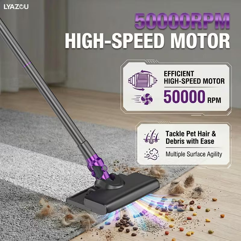 Upgraded 4-in-1 High-power Handheld Vacuum. 10000PA Suction, 50000RPM Motor, Touch Screen & Hurricane Mode, Large Dust Cup +5 Cleaning Attachments. Lightweight, Low Noise, USB Fast Charge, Fits Home, Carpet, Pet Hair, Car & Sofa, Ideal Holiday Gifts.